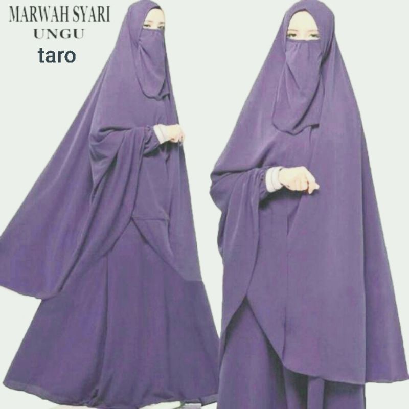 GAMIS MARWAH SYARI SET CADAR//GAMIS TERMURAH//GAMIS SET CADAR//GAMIS SYARI TERBARU-Ungu muda