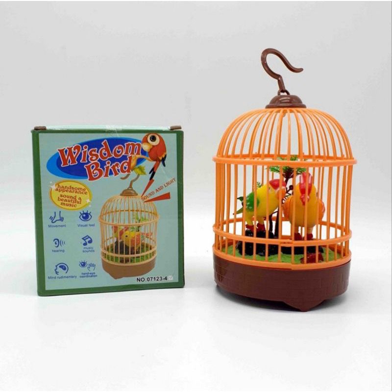 Mainan Anak Heartful Bird Toy Burung Dalam Sangkar Sensor Suara Musik