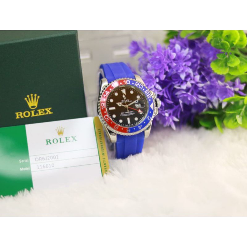 JAM TANGAN ROLEX SS TGL BOXSET RUBBER SEMI SUPER