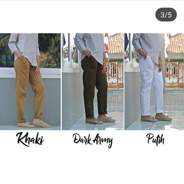 BAGGY PANTS L - celana wanita kasual kantor american drill