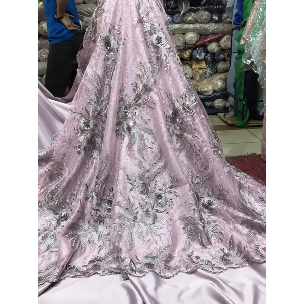 Tulle 3D mutiara / brokat 3D mutiara.