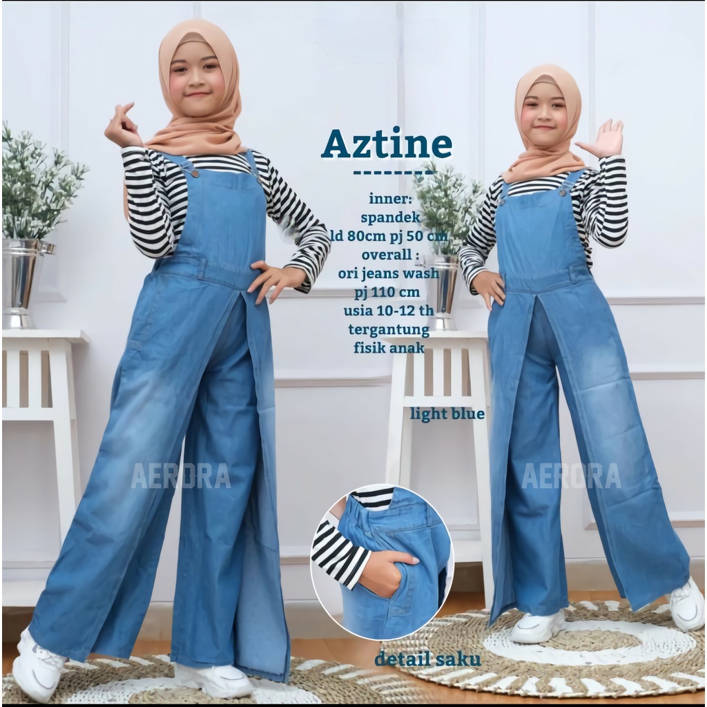 Baju Kodok Jumpsuit Overall Jeans Anak Perempuan Tanggung Usia 8 10 12 Tahun Import Bawah Lipat Cantik Allsize