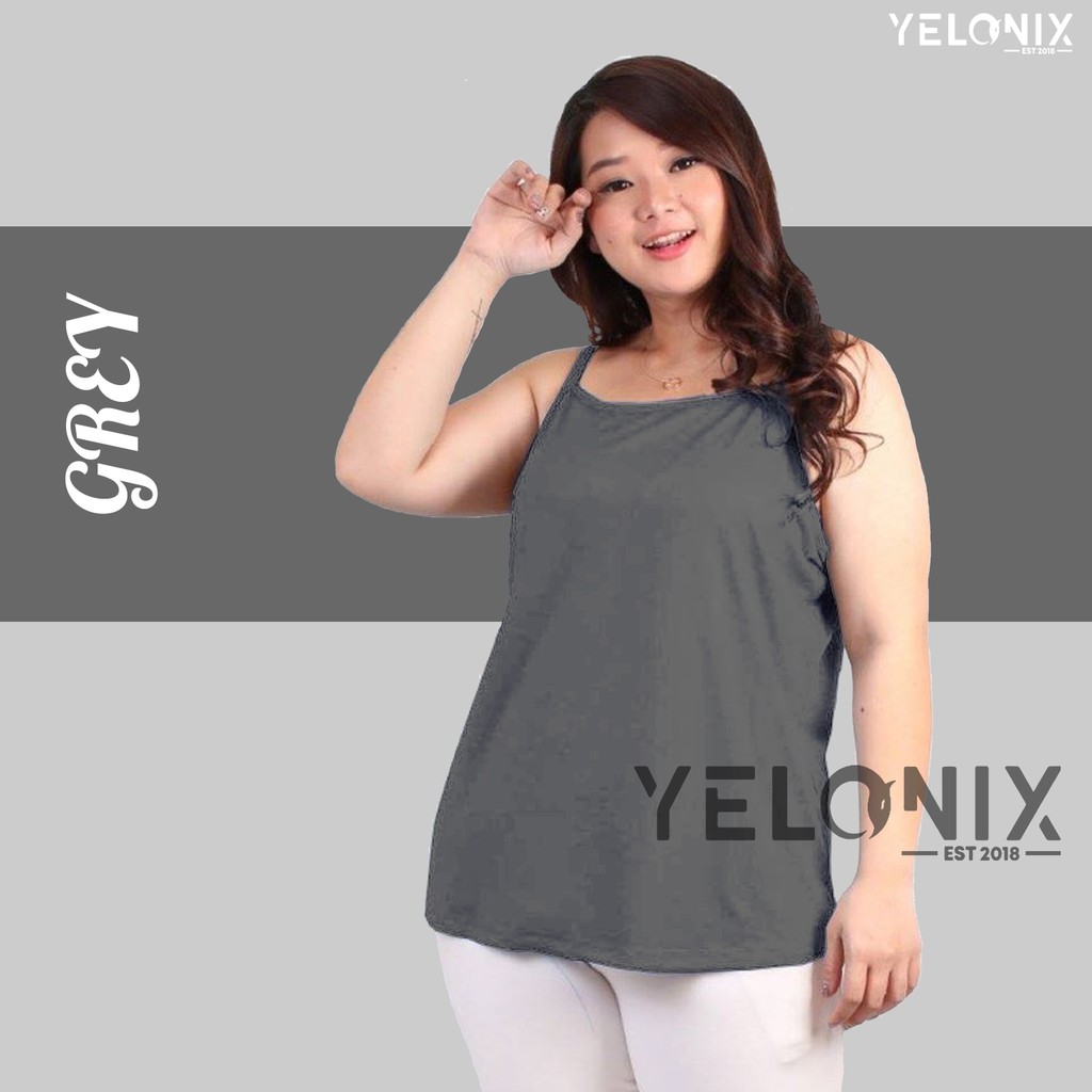 TANKTOP JUMBO POLOS  ( SOFT SPANDEK ) Ukuran Besar / Tank Top Wanita Tali Kecil Big Size - YELONIX