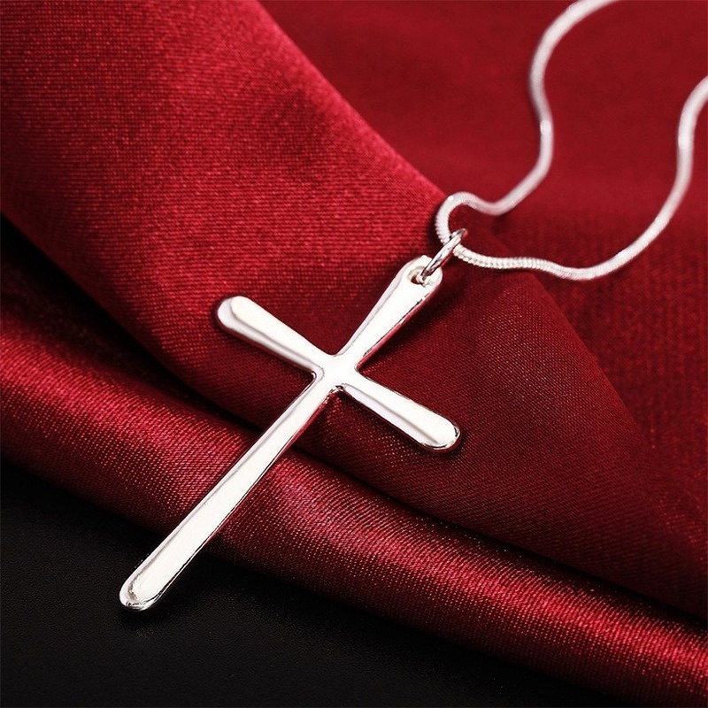 [Ready Stock]Fashion Personality Cross Simple Silver Necklace