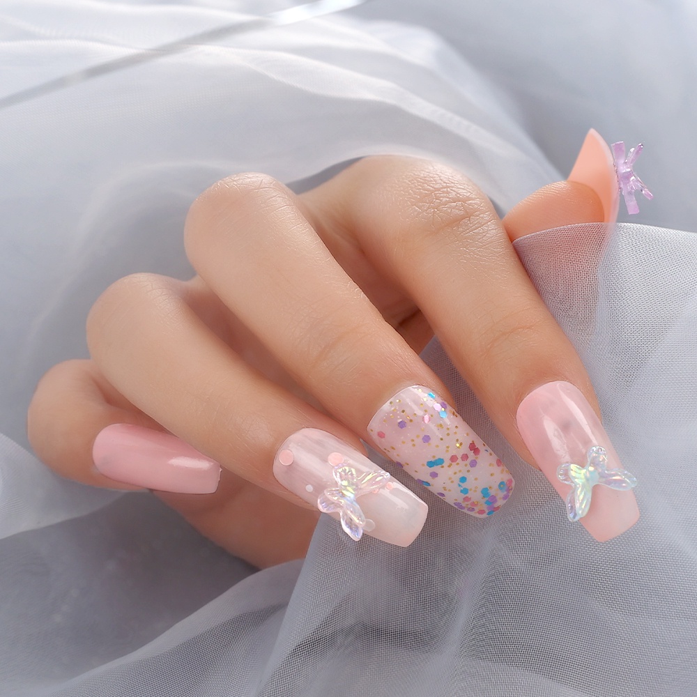 Stiker Kuku Motif Kupu-Kupu 3D Glitter Warna-Warni Bahan Resin Untuk Dekorasi Nail Art Butterfly