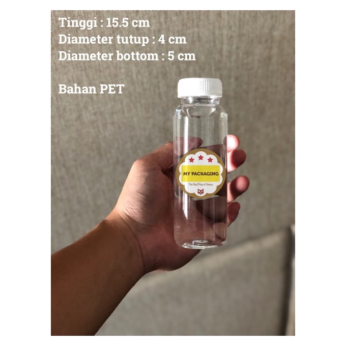 Botol plastik kale 250ml TEBAL + Tutup (harga per pack isi 10 botol)