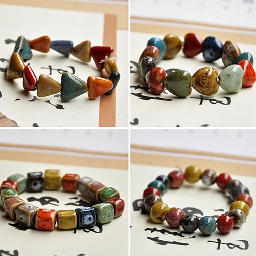 Hu Hu Hu Hu Hu Alat Bantu Pasang Kacamata♡ Gelang Manik-Manik Keramik Warna-Warni Untuk Pria Dan Wanita