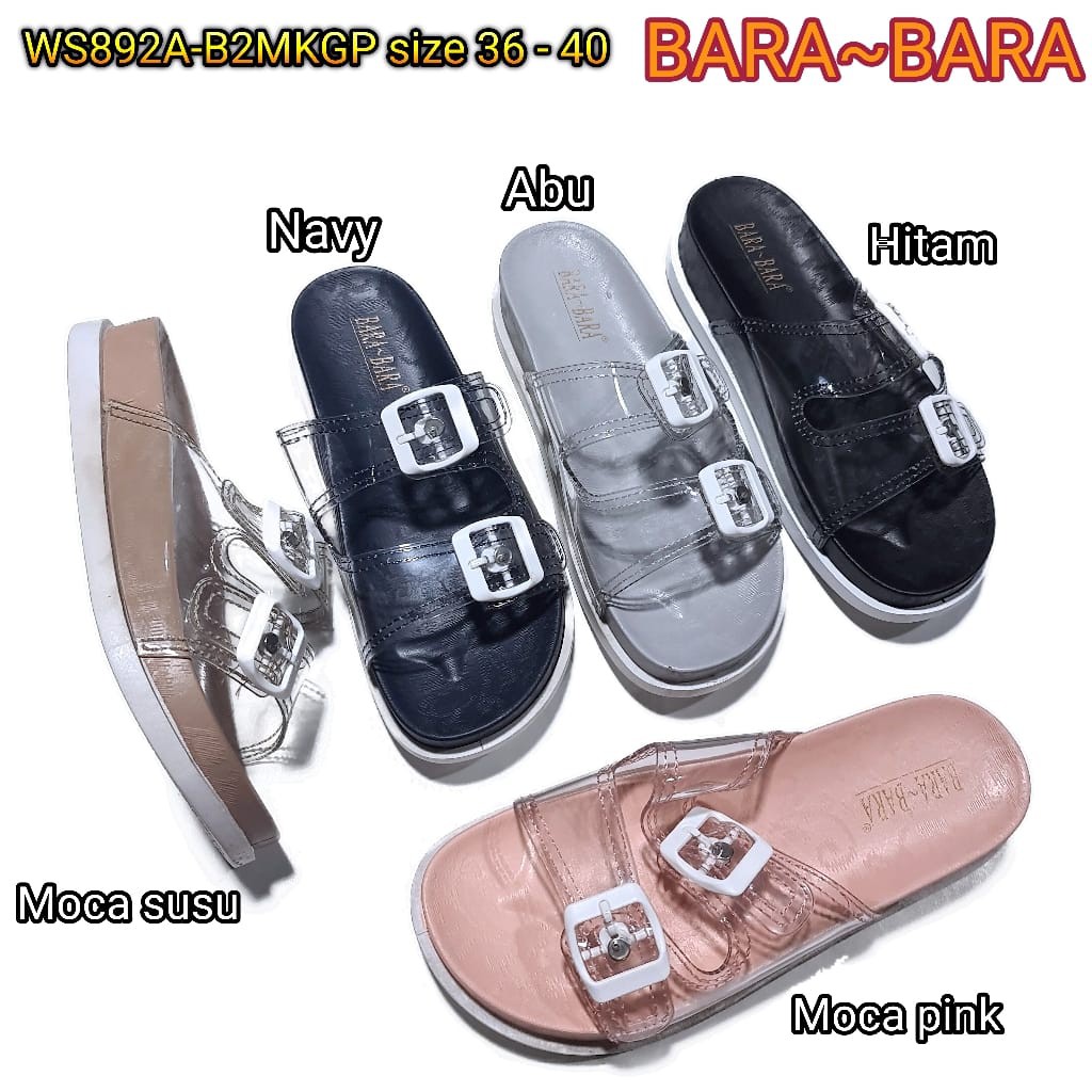 jelly sandal ban 2 bara bara sendal karet import cewek barabara WS892A-B2MKGP