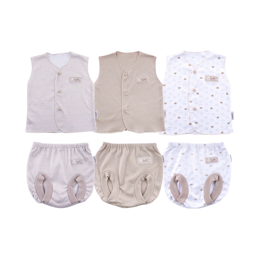 Fluffy Setelan Baju Kutung Celana Pop Khaki Series - Fluffy Baju Bayi SNI