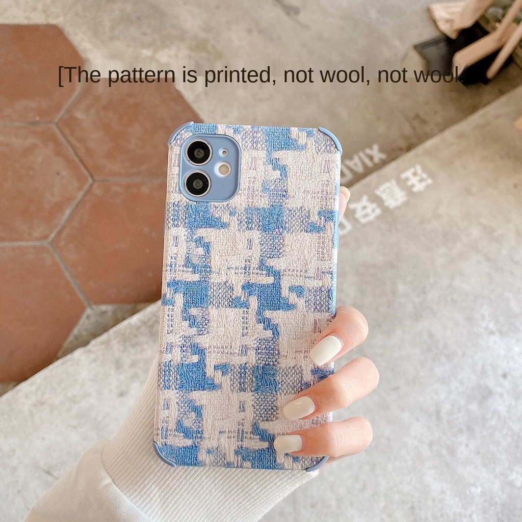 Plaid iPhone Case Suitable iPhone12/ 11pro Phone Case iphonex /xr/ xsmax Mobile Phone Case-Blue Plaid