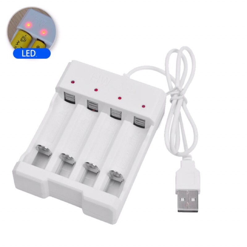 HCQWBING Charger Baterai USB Plug 4 slot for AA/AAA Termurah