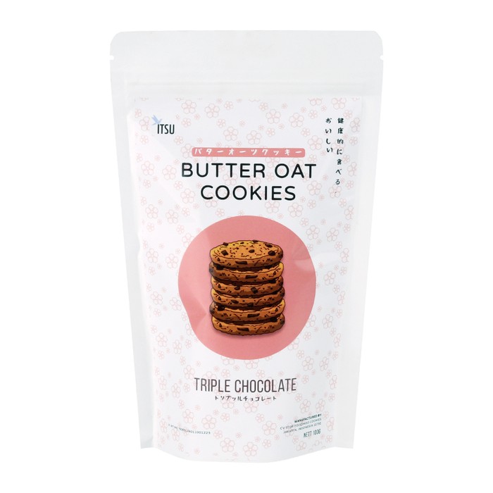 

Itsu Butter Oat Cookies Triple Chocolate 60 gr Cemilan Rendah Kalo