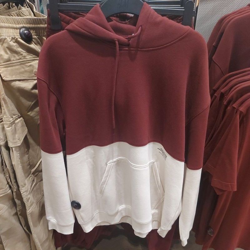 NEW H&M MAN HOODIE 2 TONE (RELAXED FIT)