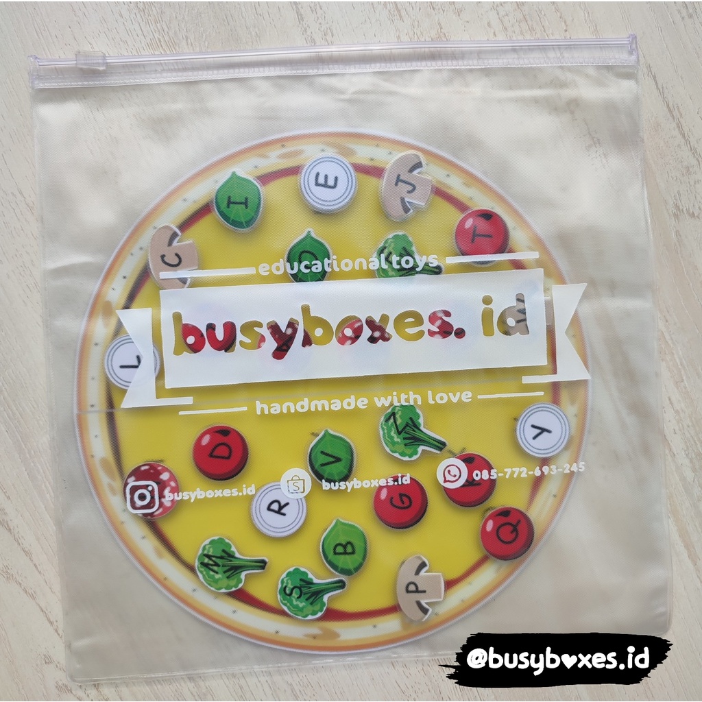 [busyboxes.id] KAPITAL Busy Page busypage Worksheet abjad lembar kerja paud Mainan Edukasi mencocokan huruf  alphabet pizza huruf montessori