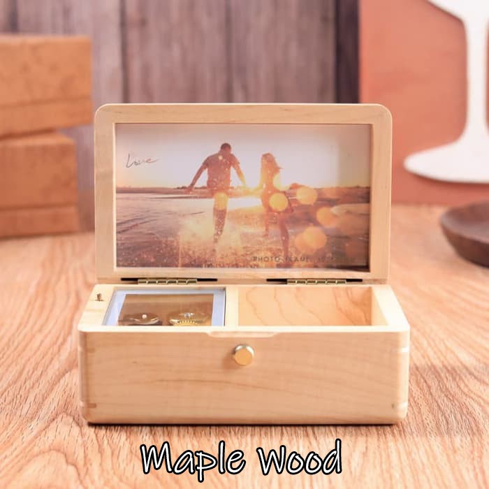 Kotak Musik Foto Frame Music Box Photo Bingkai Kayu Kotak Cincin Perhiasan Hantaran Tunangan