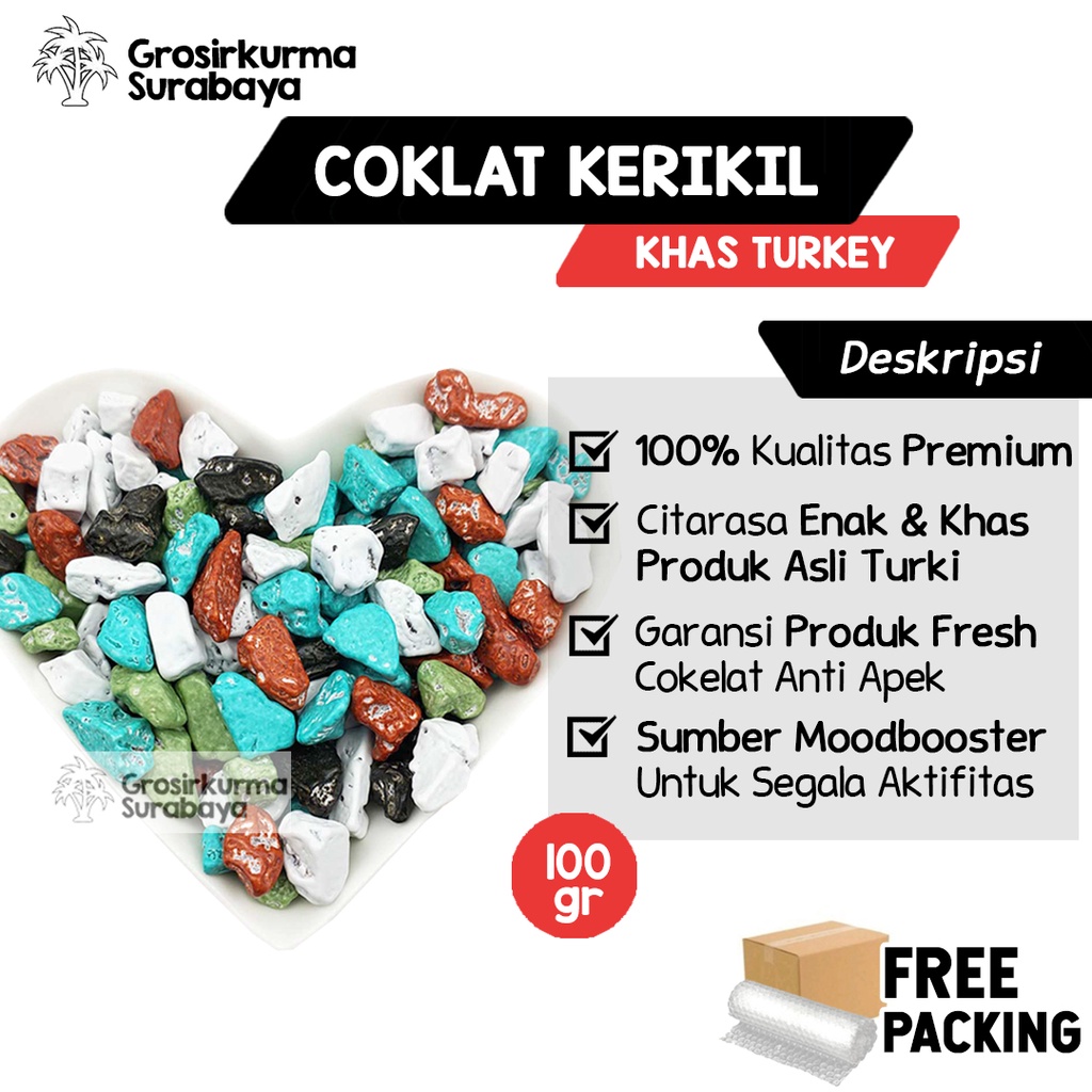 Cokelat Kerikil 100gr Khas Turkey Arab Rasa Istimewa Sebagai Moodbooster Segala Aktifitas Penyemangat Souvenir