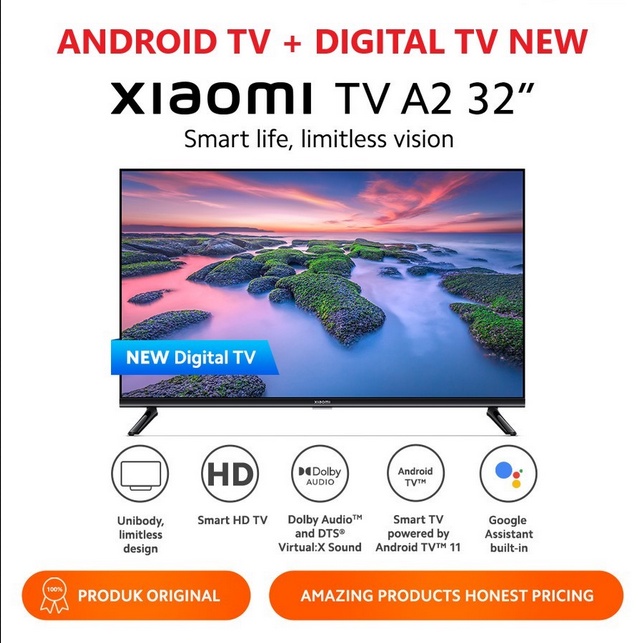 Xiaomi Mi LED Smart Android Digital TV A2 32 Inch Garansi Resmi +FREE BRACKET