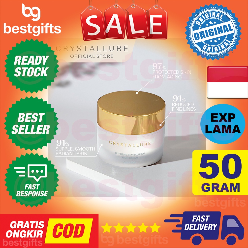 WARDAH CRYSTALLURE SUPREME REVITALIZING RICH CREAM SPF 35 SKIN PROTECTION ENHANCEMENT KULIT CERAH 50 GRAM