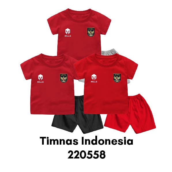 Baju Bola Anak Laki Laki Setelan Bola Anak Laki Laki Timnas Indonesia Size Bayi Dan Anak Bahan Katun Combed 30s