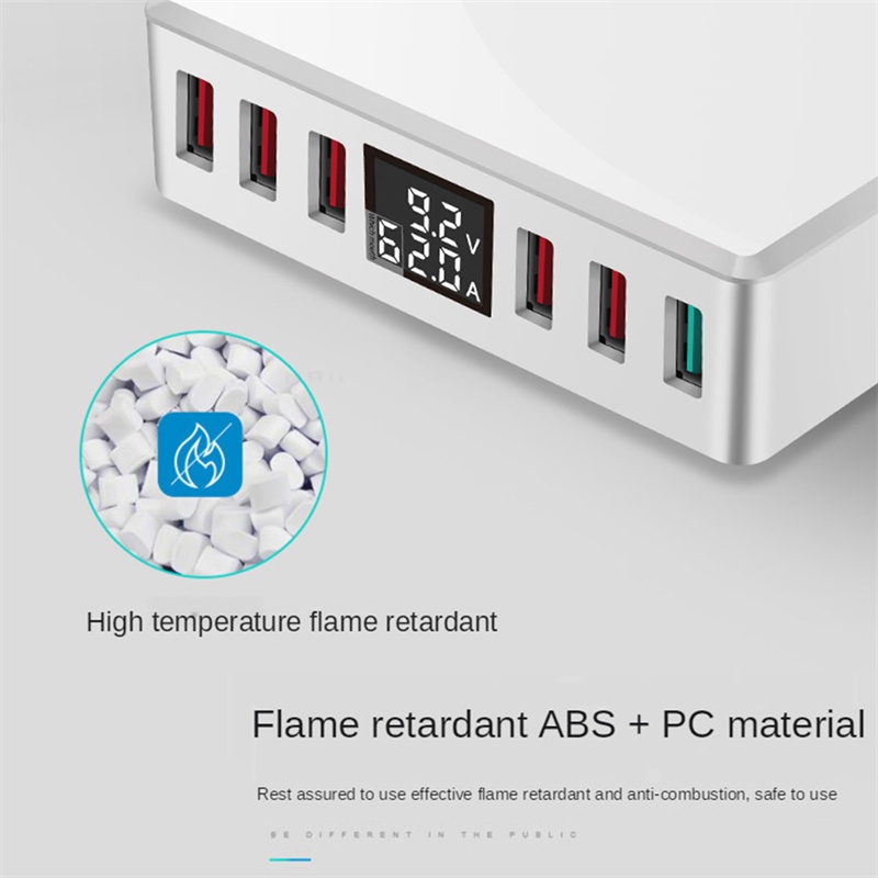 Tk Adapter Charger 6 Port Usb 3.0 Fast Charging Display Digital Untuk Handphone