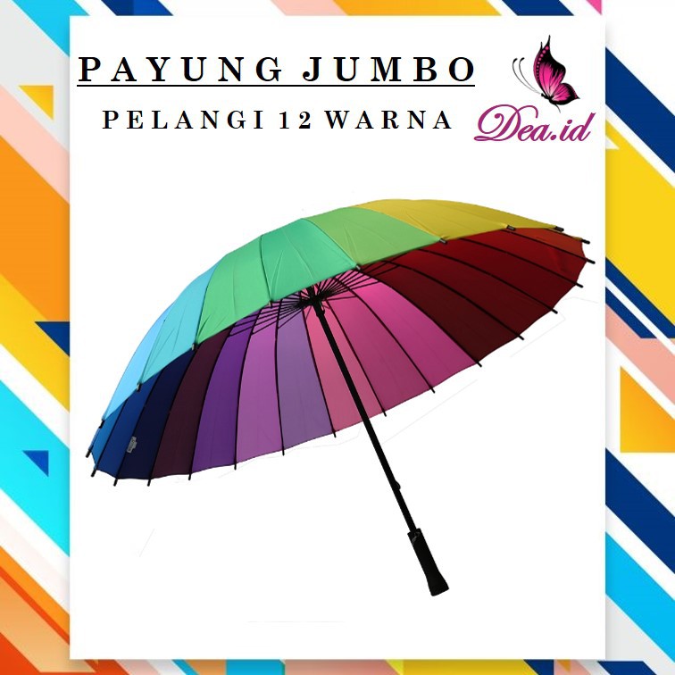 [DEASHOP] PAYUNG GOLF JUMBO BESAR MOTIF PELANGI 12 WARNA RAINBOW KUAT &amp; KOKOH MURAH