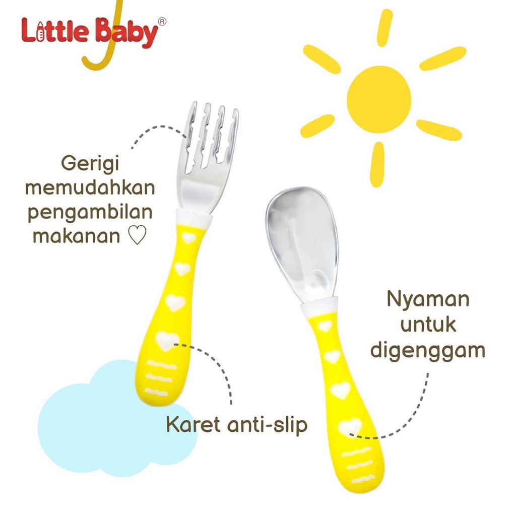 Little Baby Stainless Cutlery Spoon &amp; Fork Set With Case Sendok Garpu Anak SCSF0220