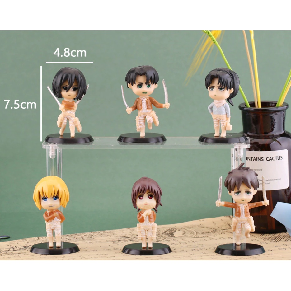 6pcs/set Figure Attack On Titan Anime Levi Ackerman Eren Q Ver.