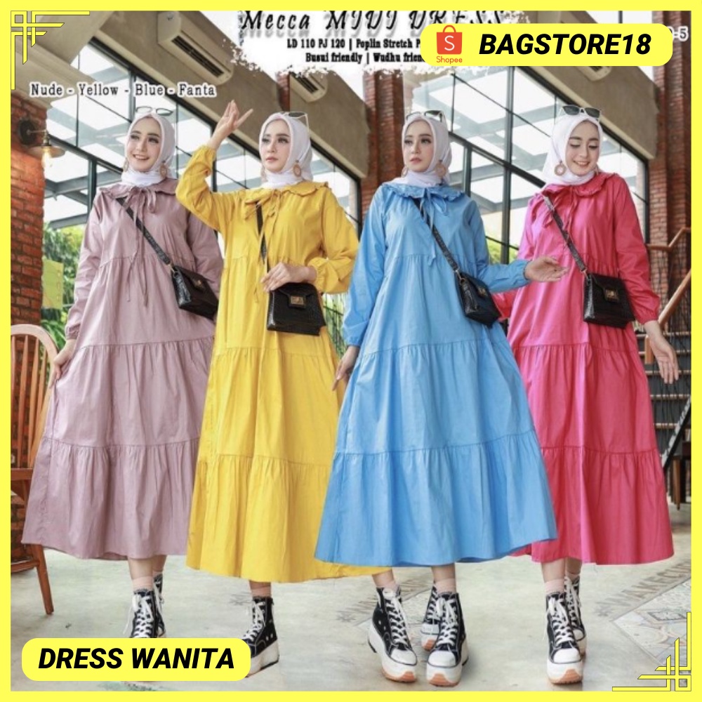 DRESS WANITA MIDI MANDA KATUN POPLIN IMPORT