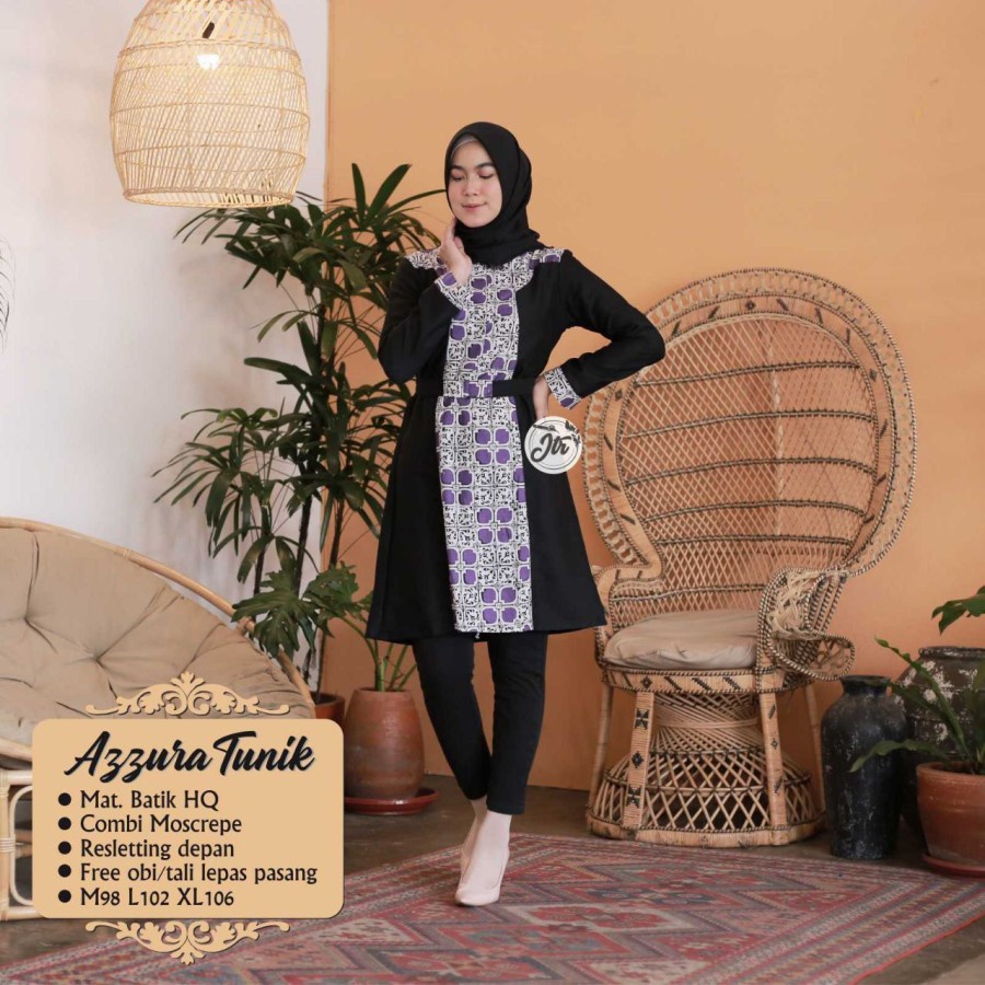 Azzura Tunik Baju Kerja Kantor Wanita Tunik Batik Wanita Real Pict / Tunik Batik modern / tunik Bati
