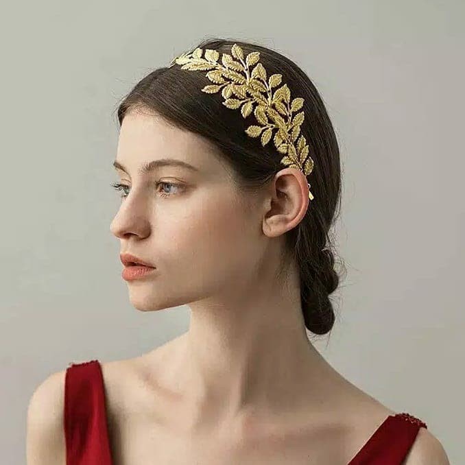 Bando Daun-Daun Emas Perak Gold Silver Leaves Headband Aksesorimaya - Emas