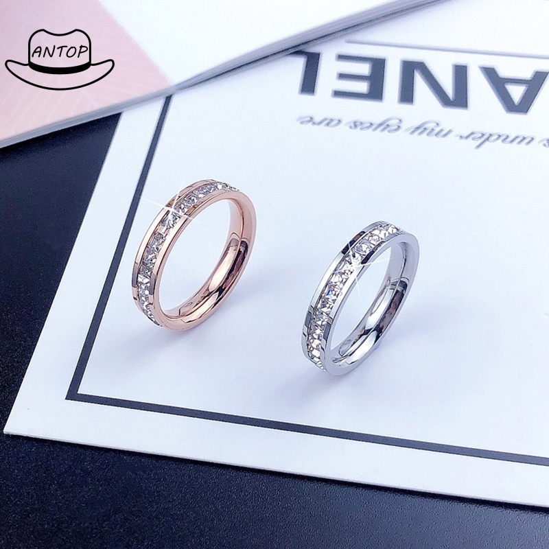 Cincin Titanium Wanita Anti Karat Fashion Korea Aksesoris Mode ANTOP