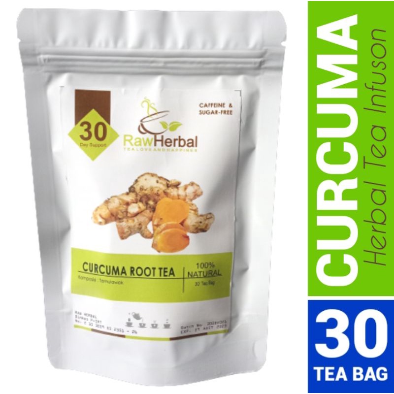 Curcuma Root Tea : Teh Temulawak Pure 100% Organic - 30 Tea Bag