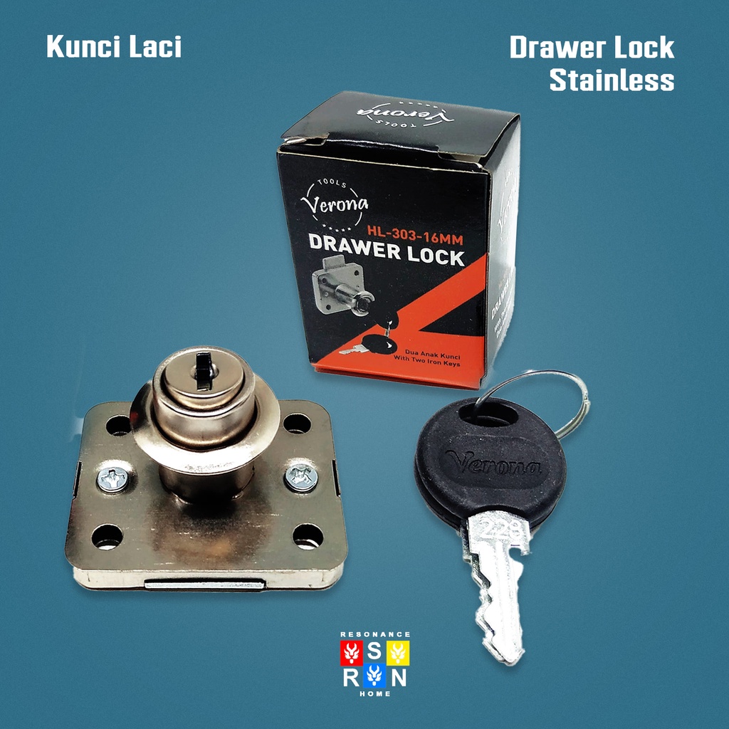 Kunci Laci l Lemari l Drawer Lock 16mm Resonance Home