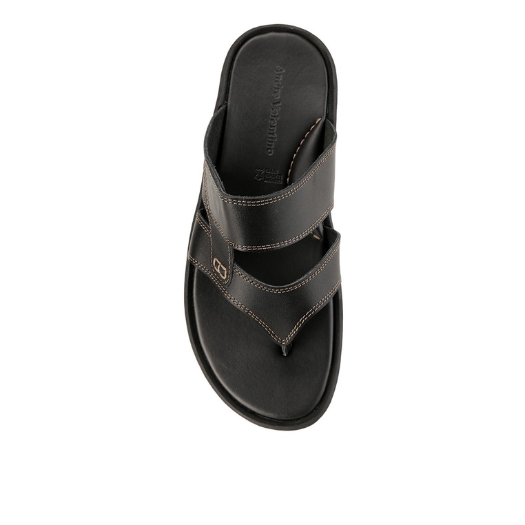 SANDAL JEPIT KULIT ANDRE VALENTINO PRIA ORIGINAL CASUAL HITAM AVM01