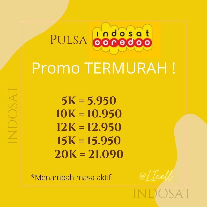 Pulsa Indosat 5k 10k 12k 15k 20k