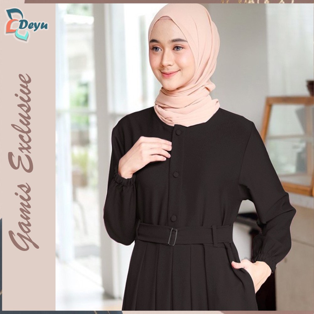 Gamis remaja Pesta Mewah Kekinian Premium Jumbo Syari Wanita Terbaru 2021 Polos Hitam Putih Modern