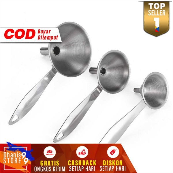 Corong Air Minyak Bensin Kendaraan Funnel 3PCS Multifungsi Perlengkapan Rumah Tangga Material Stainless Steel Berkualitas