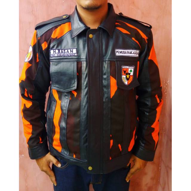 Jaket Kulit Domba Asli Loreng Pemuda Pancasila - Jaket Kulit Anti Air