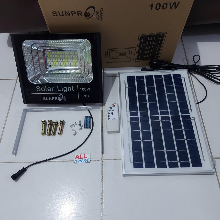 Lampu Led Sorot Tenaga Surya 100 Watt Solar Panel Sunpro 100w