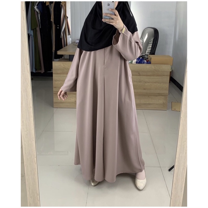 ABAYA BASIC FARRASI / GAMIS SYARI PREMIUM / GAMIS ABAYA-Dusty pink