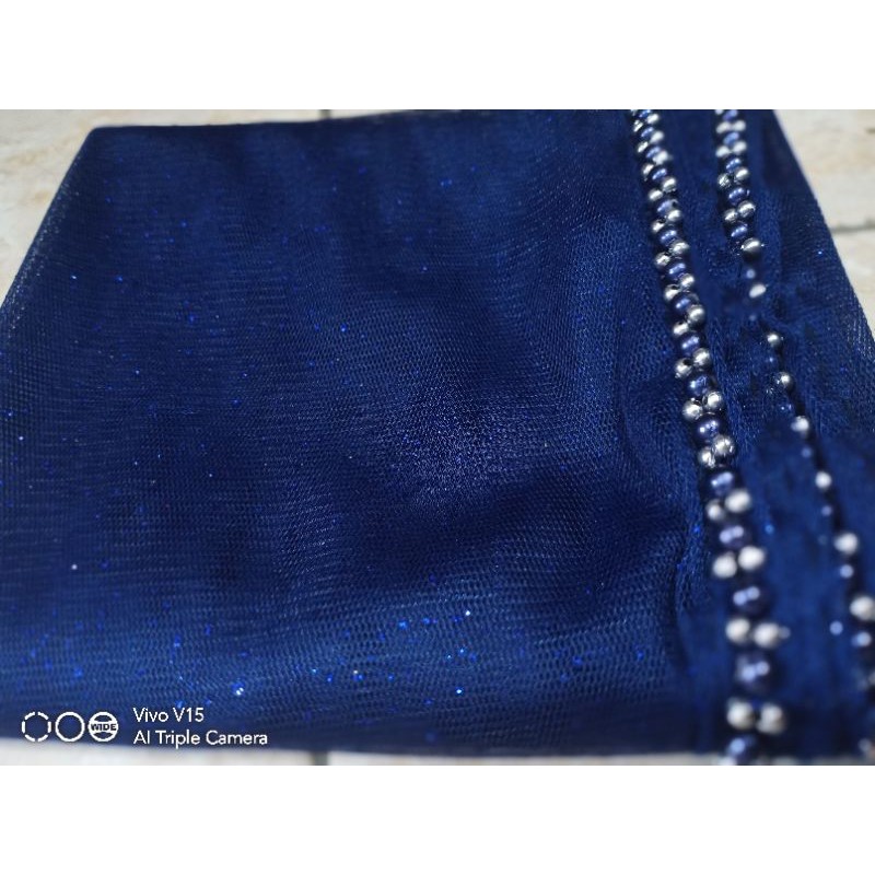 SLAYER veil HIJAB PENGANTIN  kerudung /selayer  tuile gliter mutiara, wisuda, ondangan, pesta-4