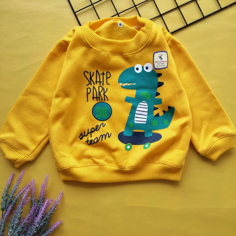 sweater mantel bayi motif dino 1-2 thn