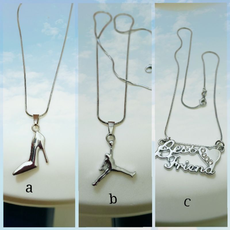 C-7600.Kalung+liontin Rhodhium uk45cm.
