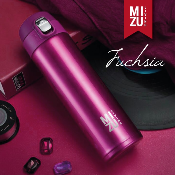 MIZU TIGER Thermos Tumbler Stainless Steel 450ml Botol Minum Hot & Cold Vacuum Flask BPA-Free-FUSCHIA