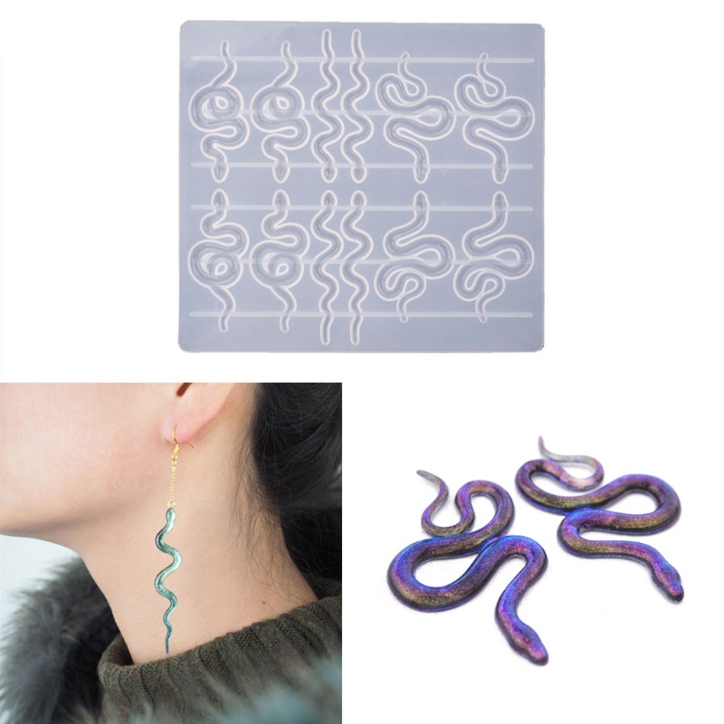 SIY  Snake Pendant Earring Resin Molds 6 Pair Serpent Shapes Dangle Earring Silicone Epoxy Resin Casting Molds Jewelry Making