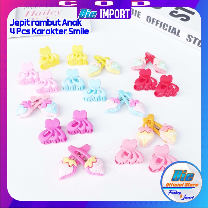 4 Pcs Jepit Tiptop Anak Karakter Premium Impor Best Seller