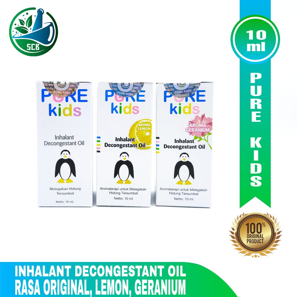 Pure Kids Baby Inhalant Decongestant Oil 10ml -Original / Lemon / Geranium / Paket Stater Kit