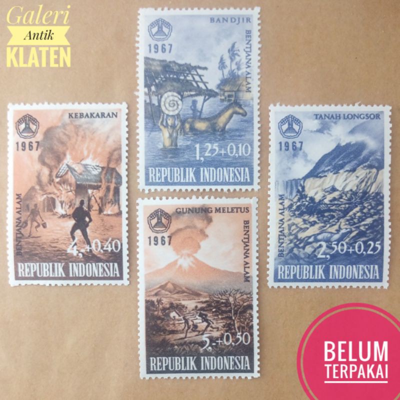 

set Lengkap Perangko seri Bencana Alam tahun 1967 Paket prangko lama kuno jadul lawas filateli 4pcs