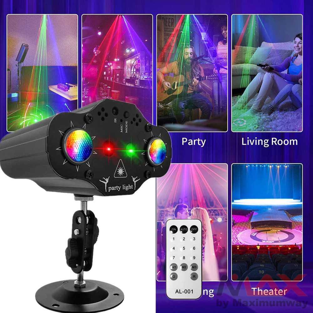 YUNFA Proyektor Laser Panggung Mode Stardust super bright lampu sorot konder DJ LED Lampu Disco DJ Party Lights pesta Stage Party Disco Lights Laser Projection Lights Voice Control Red Blue Green Strobe Lights DJ Club Home Party Decorative Lights