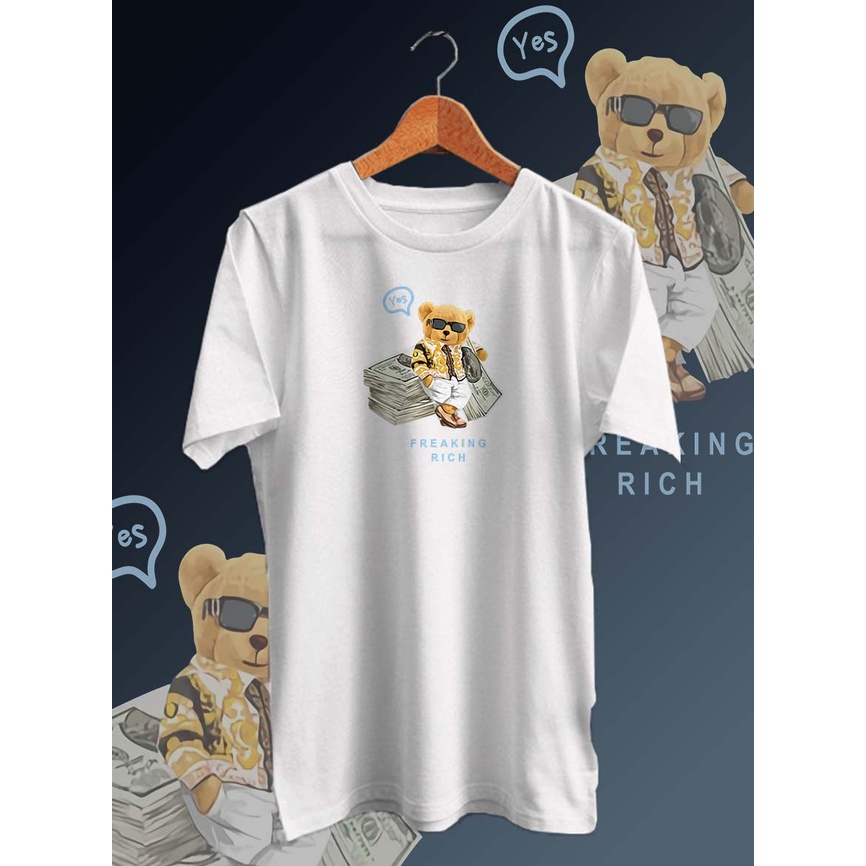 BAJU KAOS DISTRO PRIA FREAKING RICH /KAOS PRIA/KAOS DISTRO/KAOS MURAH PRIA/UNISEX/COTTON COMBED 30s